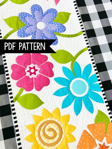 Flower Garden Table Runner Pattern - PDF