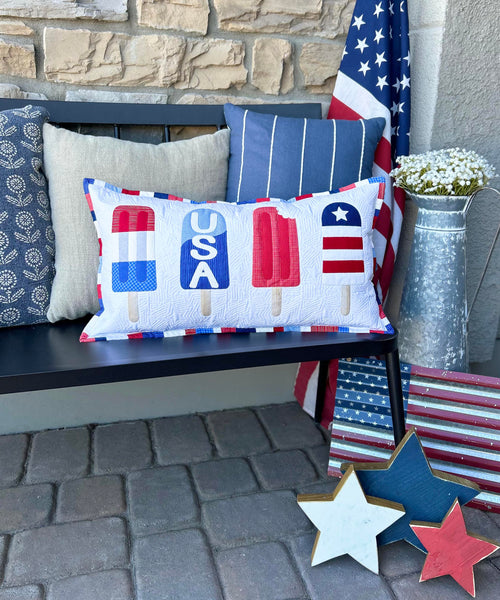 Red White & Blue Popsicles Pillow Pattern - PDF