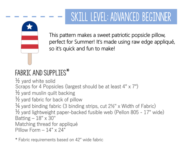 Red White & Blue Popsicles Pillow Pattern - PDF