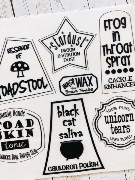 Witch's Cupboard Label Fabric - White