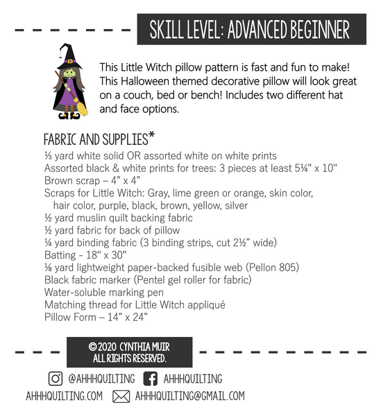 Little Witch Pillow Pattern - PDF