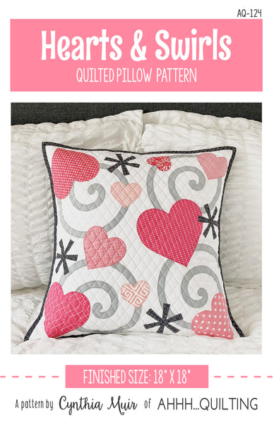Hearts & Swirls Quilted Pillow Pattern - PAPER