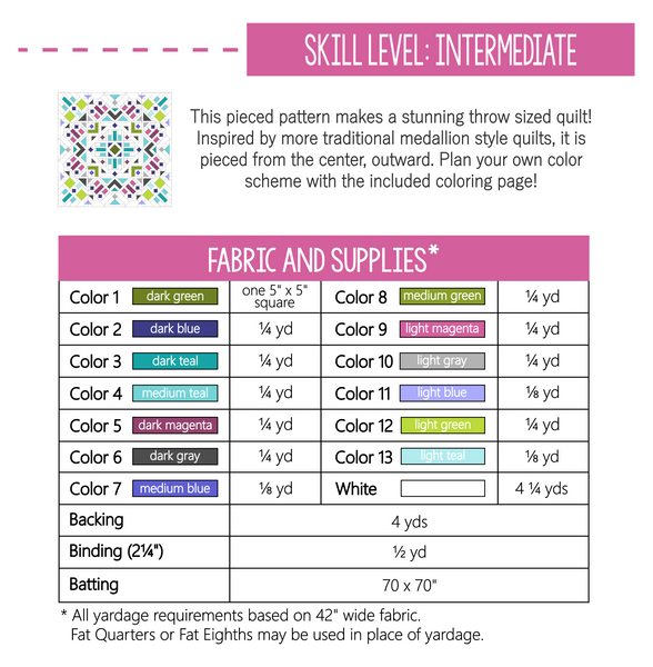 Minimal Medallion Quilt Pattern - PDF