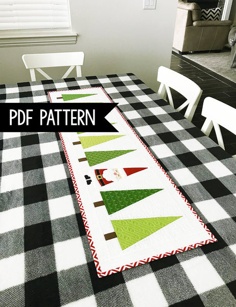 Santa in the Trees Table Runner Pattern - PDF