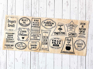 Witch's Cupboard Label Fabric - Antique