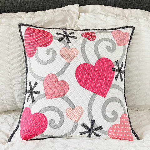 Hearts & Swirls Quilted Pillow Pattern - PDF